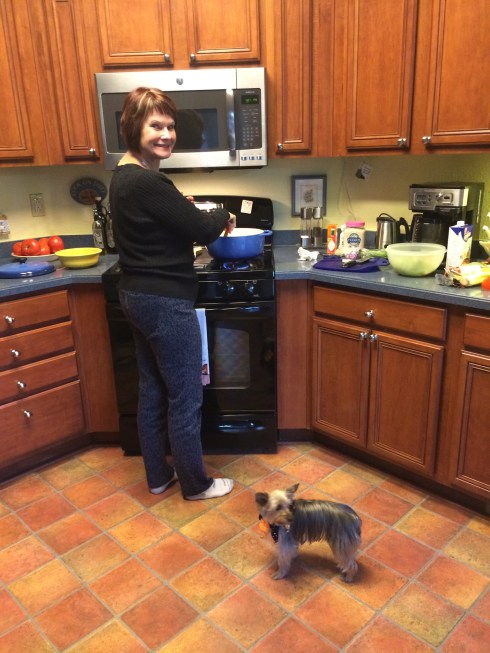 My adorable mom and your little sous-chef Holly.